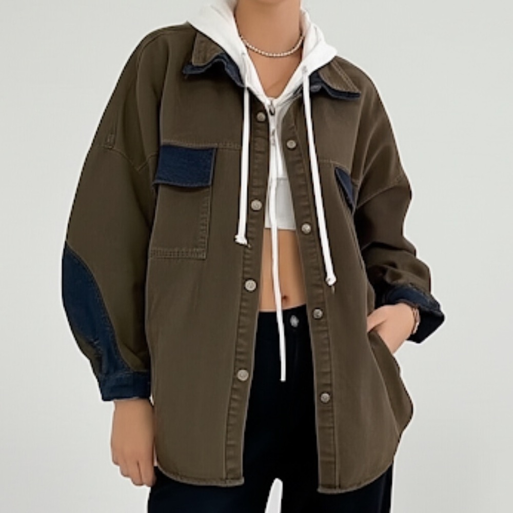 Double-Collars Casual Jean Jacket